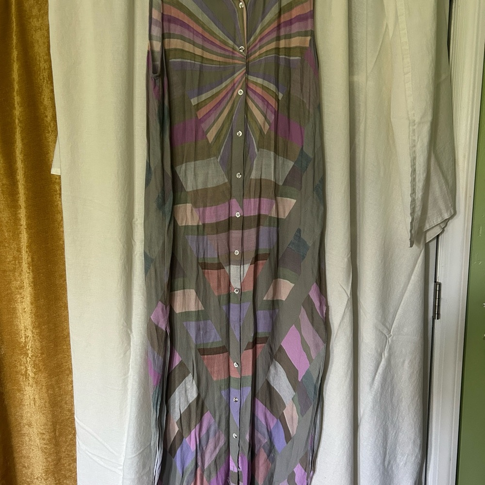 Mara Hoffman Geometric Print Maxi Dress in Gray, Purple and Pink - Picture 2 of 6